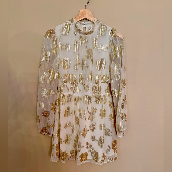 Sage The Label Ivory and Gold Mini Dress - Picture 1 of 5